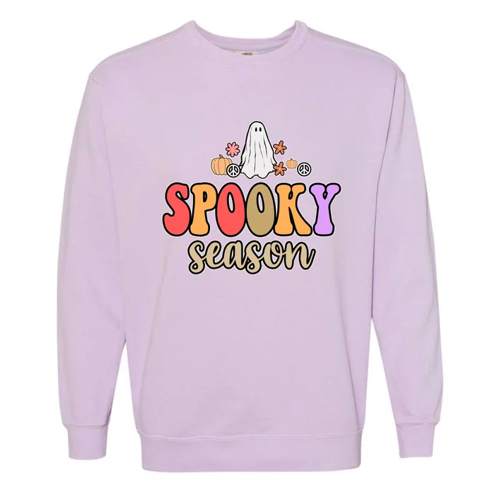 Spooky Season Floral Hippie Ghost Garment-Dyed Sweatshirt