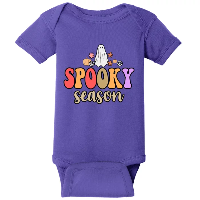 Spooky Season Floral Hippie Ghost Baby Bodysuit