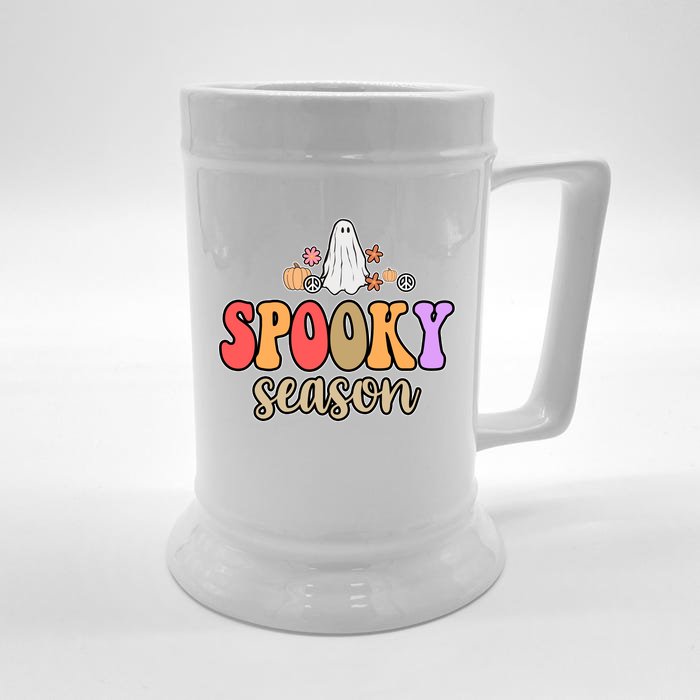 Spooky Season Floral Hippie Ghost Front & Back Beer Stein