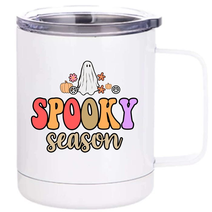 Spooky Season Floral Hippie Ghost Front & Back 12oz Stainless Steel Tumbler Cup