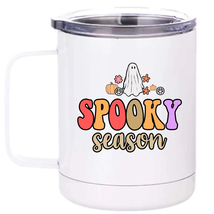 Spooky Season Floral Hippie Ghost Front & Back 12oz Stainless Steel Tumbler Cup