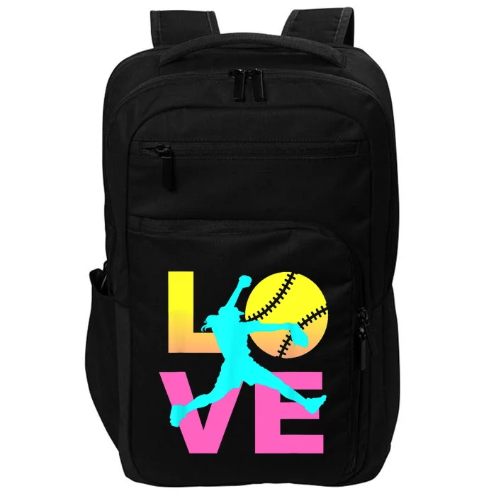 Softball Sport Love Hobby Impact Tech Backpack