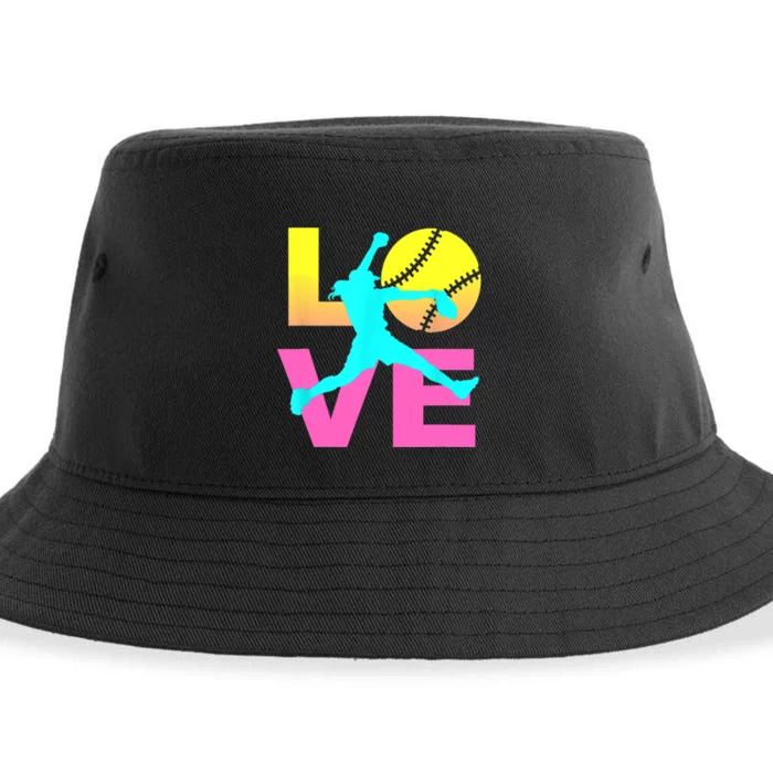 Softball Sport Love Hobby Sustainable Bucket Hat