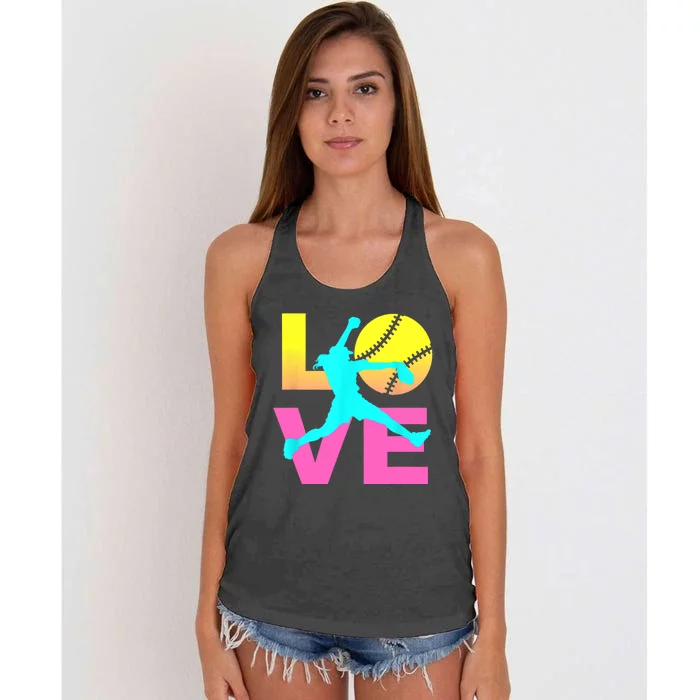 Softball Sport Love Hobby Women's Knotted Racerback Tank