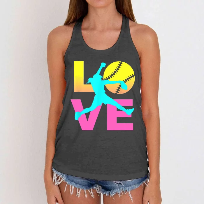 Softball Sport Love Hobby Women's Knotted Racerback Tank