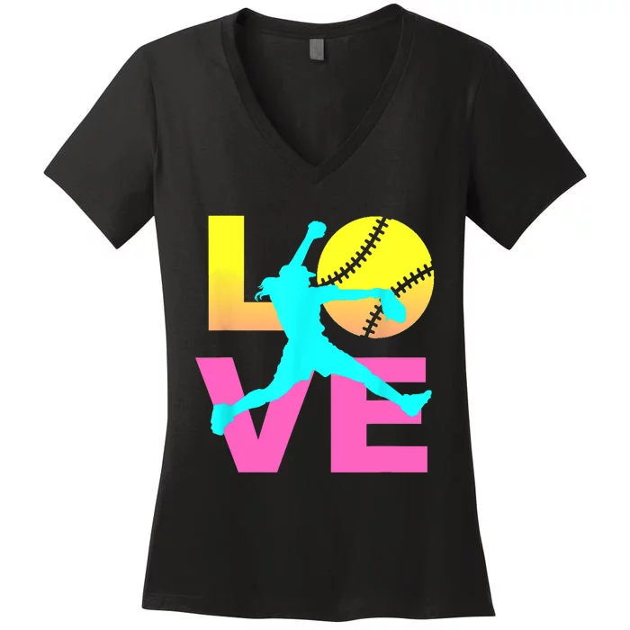 Softball Sport Love Hobby Women's V-Neck T-Shirt