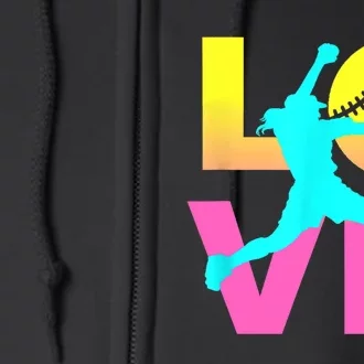 Softball Sport Love Hobby Full Zip Hoodie