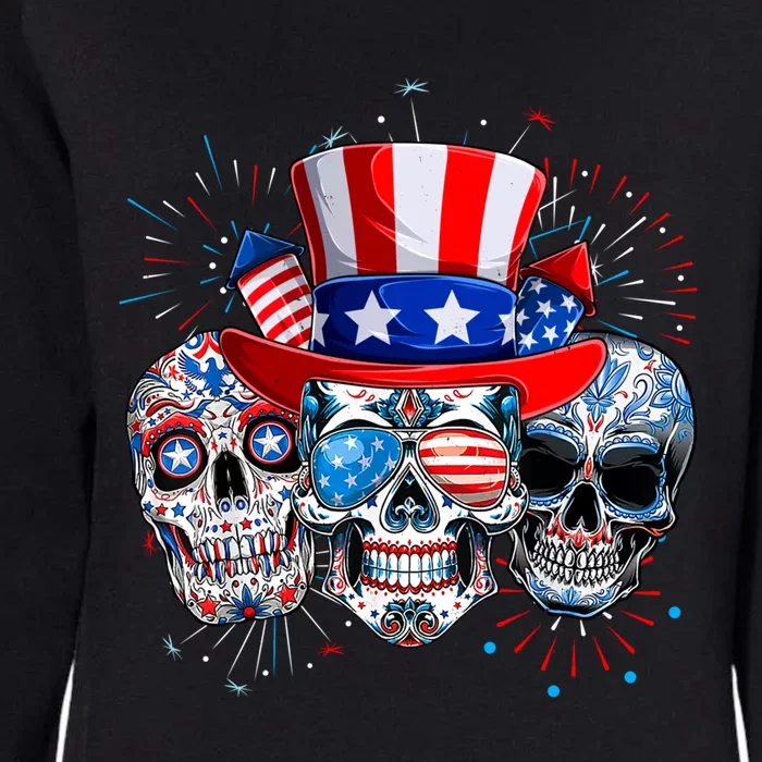 Skull Sunglasses Firework American Flag Funny 4th Of July Great Gift Womens California Wash Sweatshirt