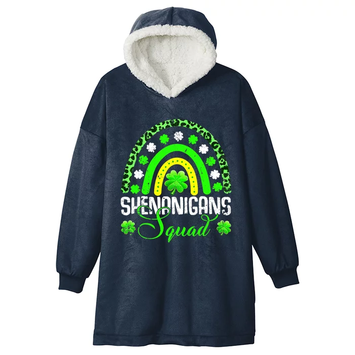 Shenanigans Squad Funny St Patricks Day Costume Rainbow Gift Hooded Wearable Blanket