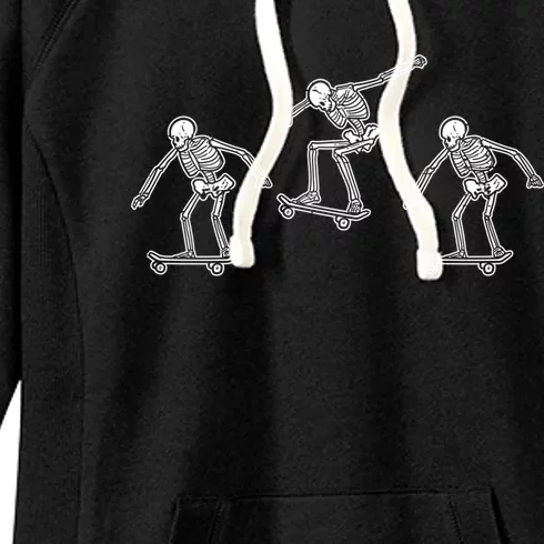 Skeletons Skateboarding Funny Halloween Skateboard Meaningful Gift Women's Fleece Hoodie