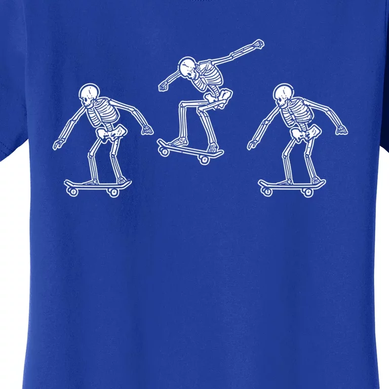 Skeletons Skateboarding Funny Halloween Skateboard Meaningful Gift Women's T-Shirt