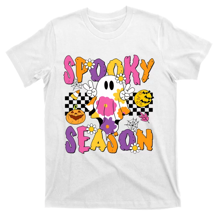 Spooky Season Floral Ghost Flower Halloween Cute T-Shirt