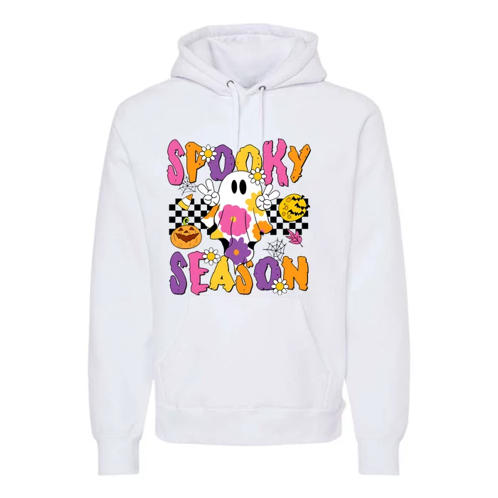 Spooky Season Floral Ghost Flower Halloween Cute Premium Hoodie