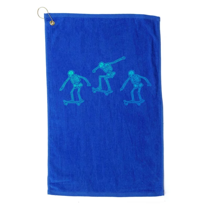 Skeletons Skateboarding Funny Halloween Skateboard Meaningful Gift Platinum Collection Golf Towel