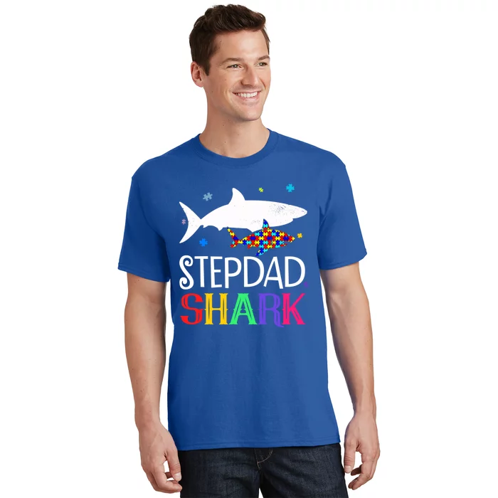 Stepdad Shark Family Cool Autism Awareness Gift T-Shirt