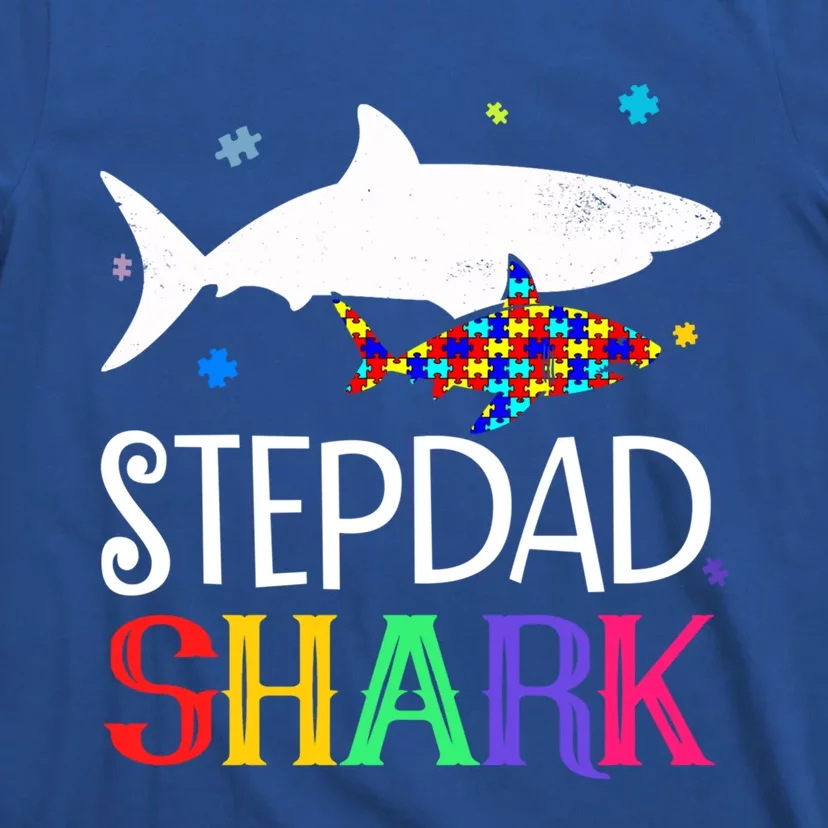 Stepdad Shark Family Cool Autism Awareness Gift T-Shirt