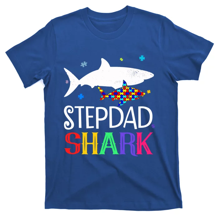 Stepdad Shark Family Cool Autism Awareness Gift T-Shirt