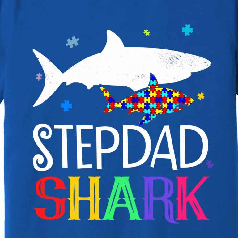 Stepdad Shark Family Cool Autism Awareness Gift Premium T-Shirt