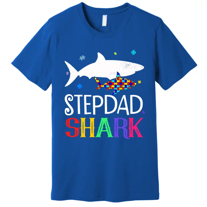 Stepdad Shark Family Cool Autism Awareness Gift Premium T-Shirt