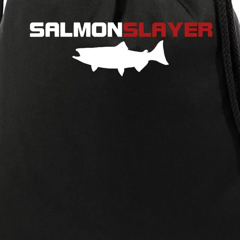 Salmon Slayer Funny Salmon Fishing Fisherman Drawstring Bag