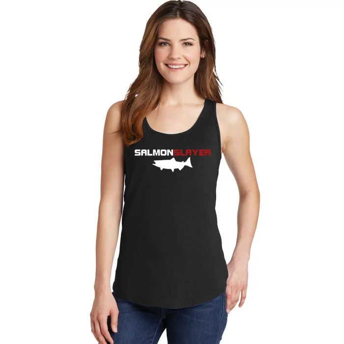 Salmon Slayer Funny Salmon Fishing Fisherman Ladies Essential Tank