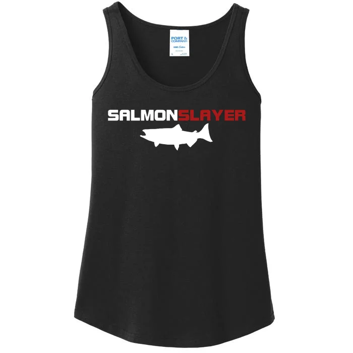 Salmon Slayer Funny Salmon Fishing Fisherman Ladies Essential Tank