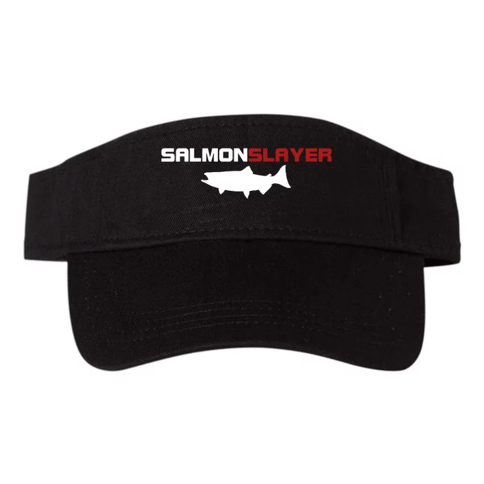 Salmon Slayer Funny Salmon Fishing Fisherman Valucap Bio-Washed Visor