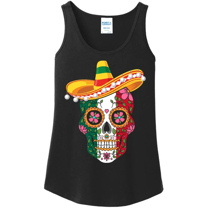 SUGAR SKULL FUNNY CINCO DE MAYO T Ladies Essential Tank