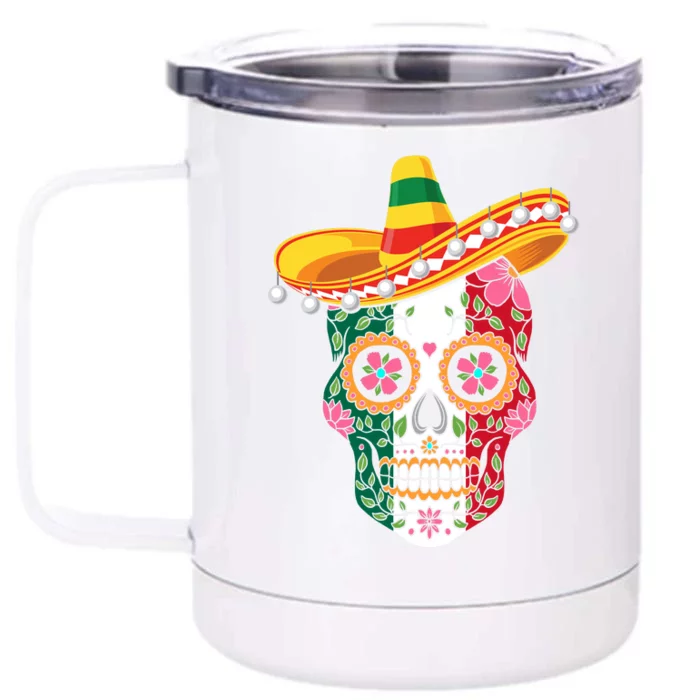 SUGAR SKULL FUNNY CINCO DE MAYO T Front & Back 12oz Stainless Steel Tumbler Cup