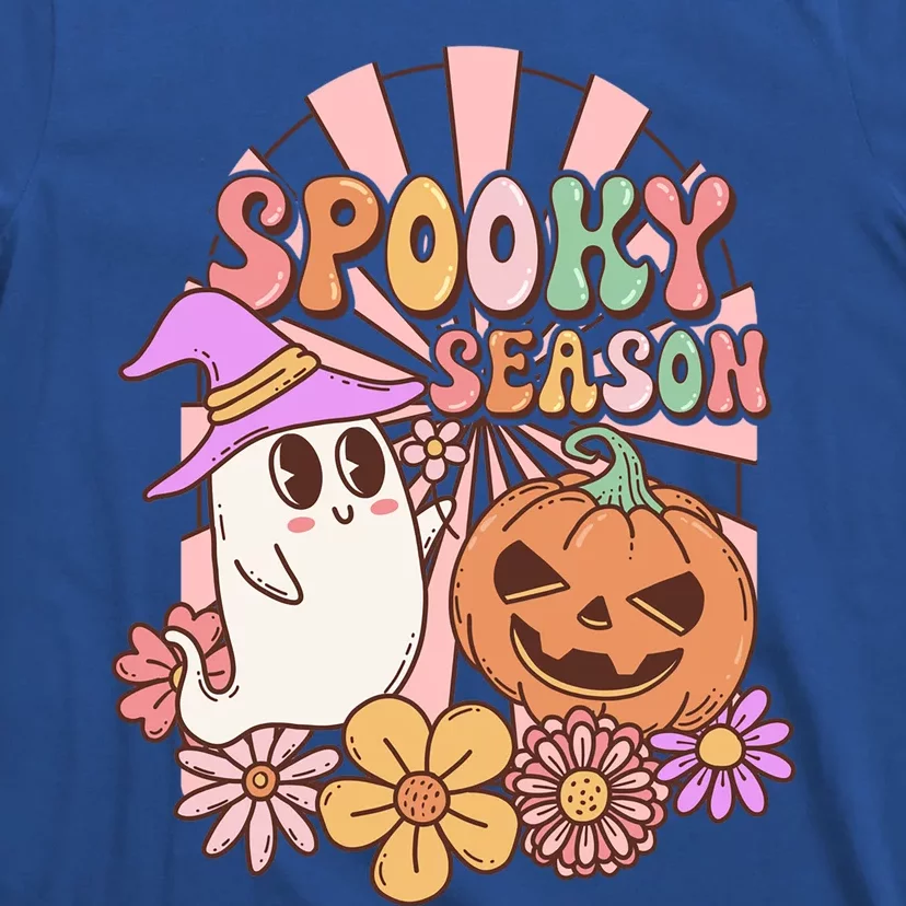 Spooky Season Floral Retro Groovy Halloween Ghost Costume Meaningful Gift T-Shirt