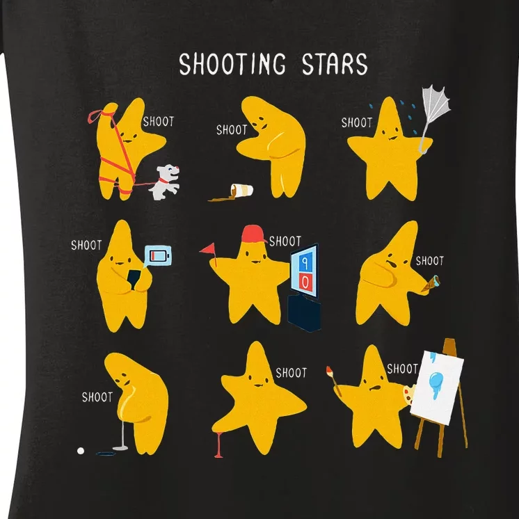 Shooting Stars! Funny Design Women's V-Neck T-Shirt