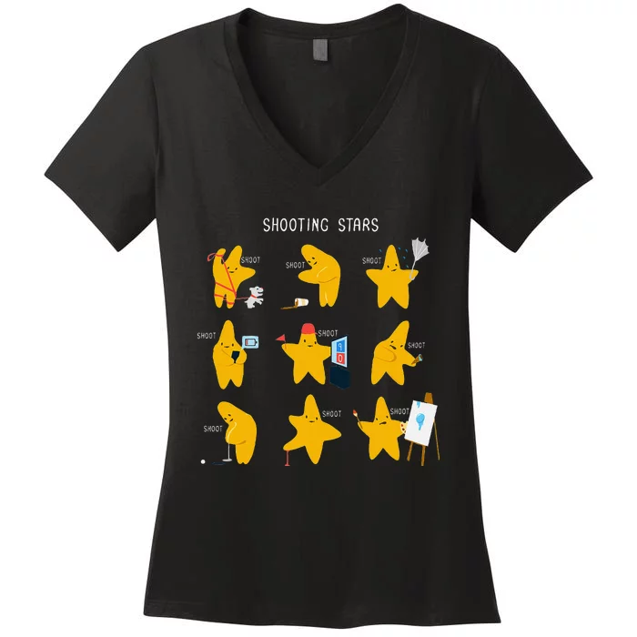 Shooting Stars! Funny Design Women's V-Neck T-Shirt