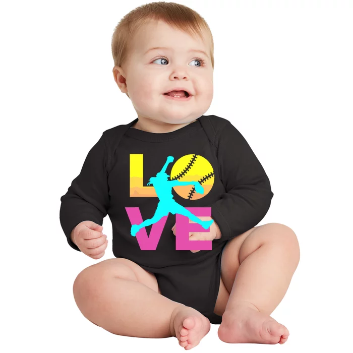 Softball Shirts For Girl Love Baby Long Sleeve Bodysuit