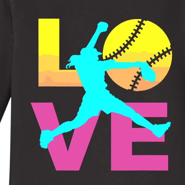 Softball Shirts For Girl Love Baby Long Sleeve Bodysuit