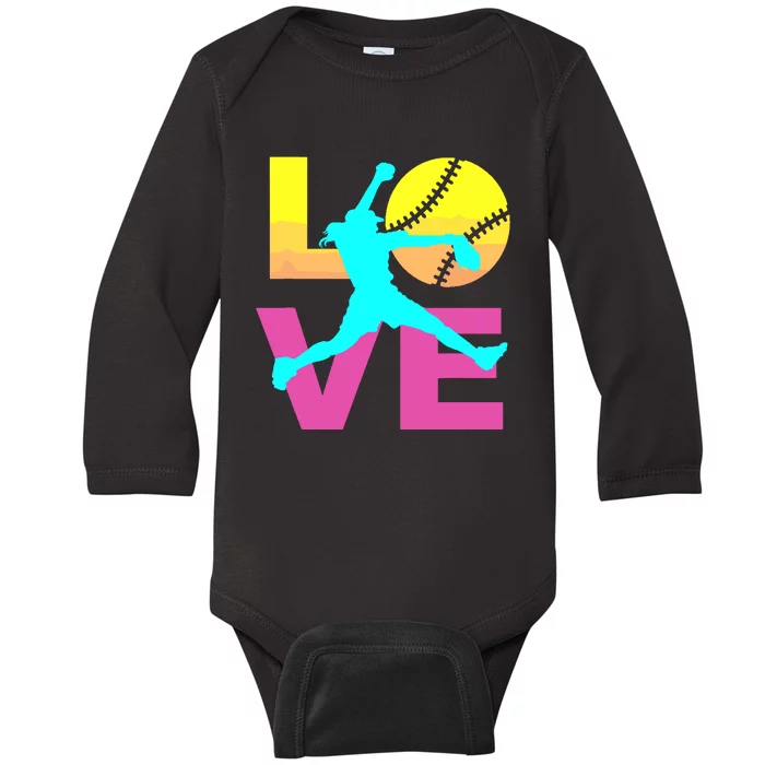 Softball Shirts For Girl Love Baby Long Sleeve Bodysuit