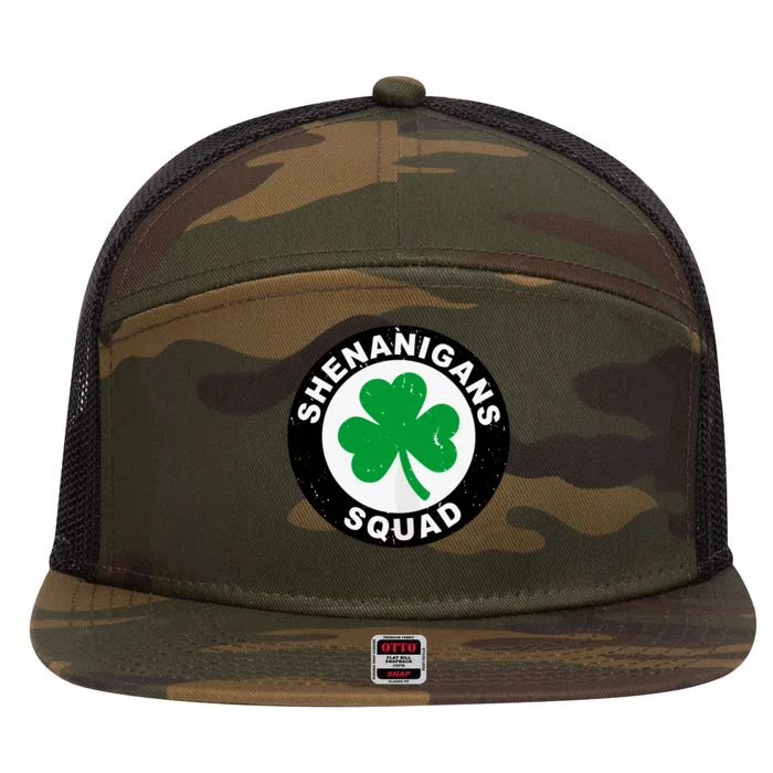 Shenanigans Squad Funny St Patricks Day Party 7 Panel Mesh Trucker Snapback Hat