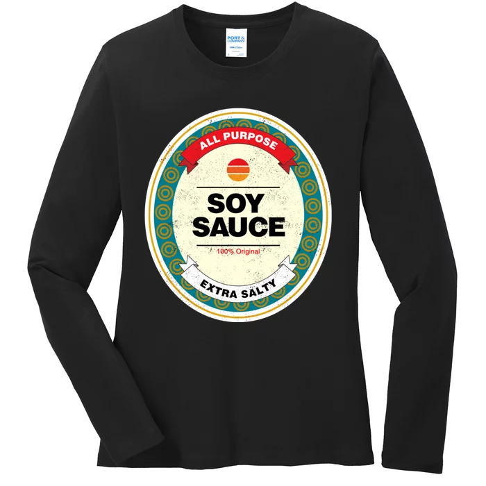 Soy Sauce Funny Costume Vegan Soy Sauce Funny Sushi Matching Group Halloween Cos Ladies Long Sleeve Shirt