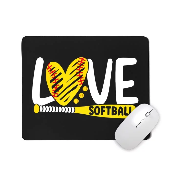 Softball Shirts For Women Teen Girl Love Softball Mousepad