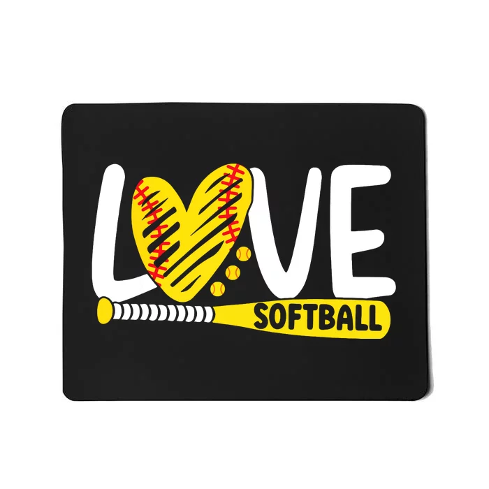 Softball Shirts For Women Teen Girl Love Softball Mousepad