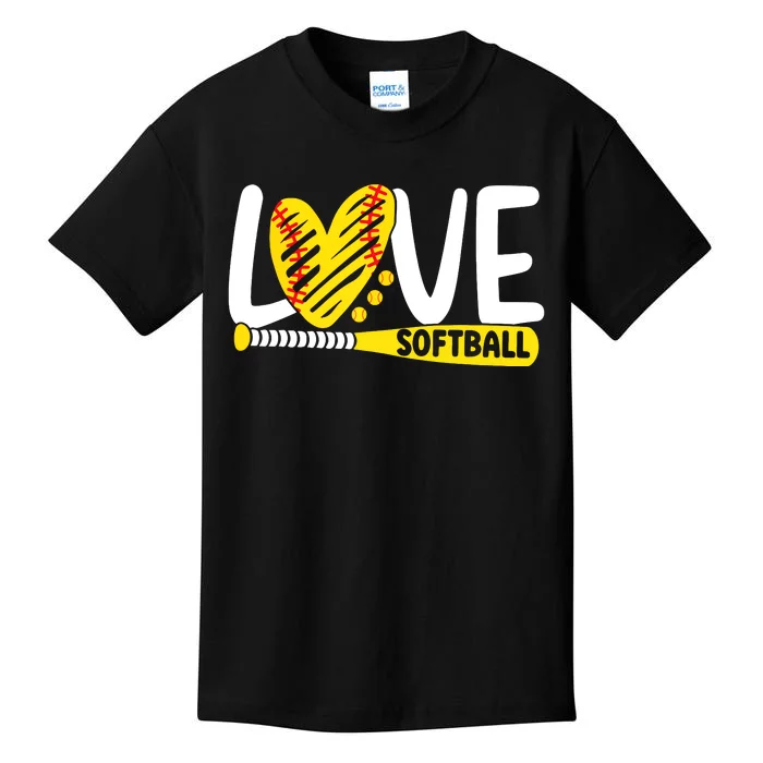 Softball Shirts For Women Teen Girl Love Softball Kids T-Shirt