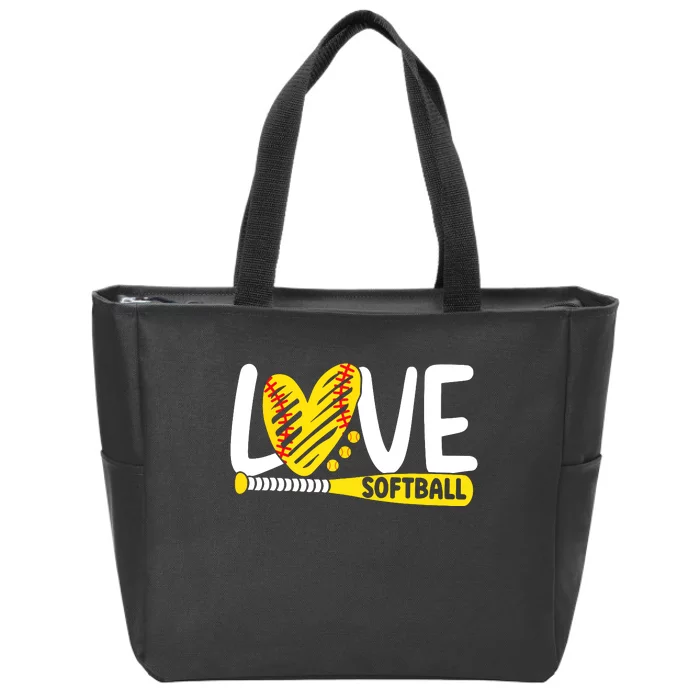 Softball Shirts For Women Teen Girl Love Softball Zip Tote Bag