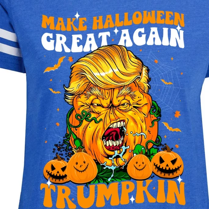 Spooky Shost Funny Trumpkin Make Halloween Great Again Funny Gift Enza Ladies Jersey Football T-Shirt