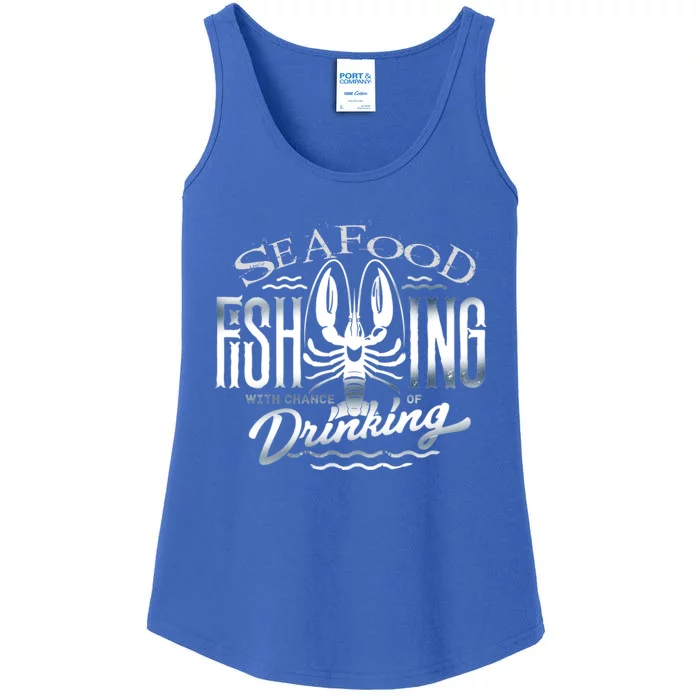 Seafood Shrimp Fishing With Chance Of Ing Funny Gift Ladies Essential Tank