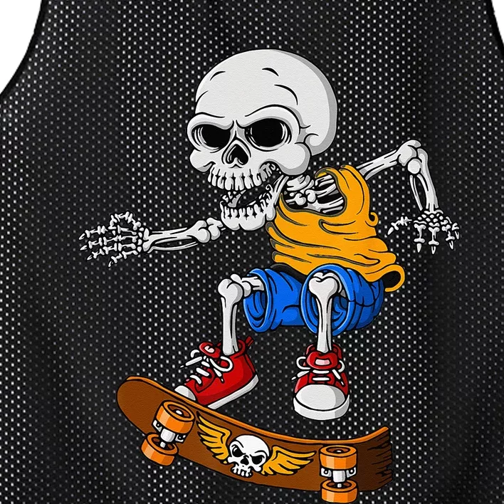 Skateboarding Skeleton Funny Skater Skate Board Halloween Mesh Reversible Basketball Jersey Tank