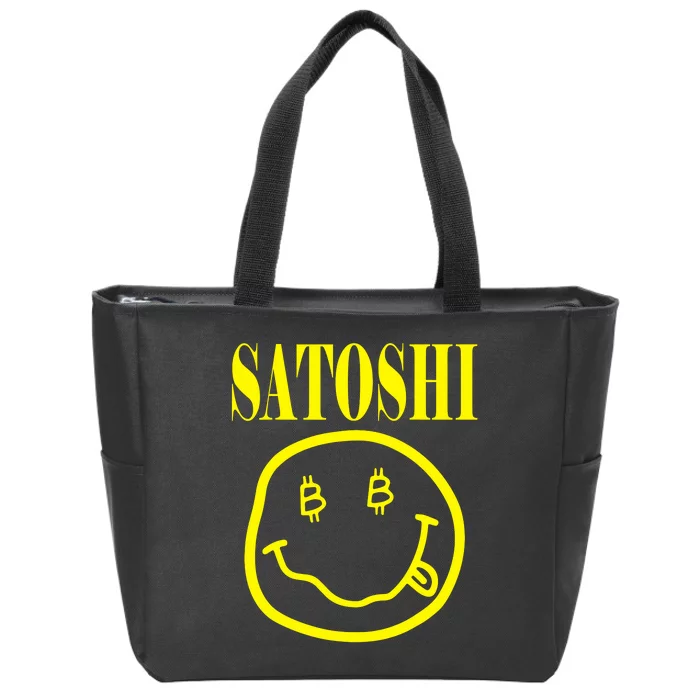 Satoshi Smile Face Zip Tote Bag