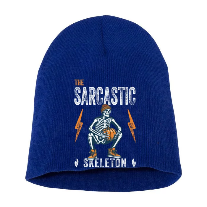 Sarcastic Skeleton Funny Halloween Matching Funny Gift Short Acrylic Beanie