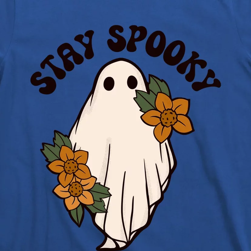 Stay Spooky Floral Ghost Funny Halloween Spooky Season Boo Cute Gift T-Shirt