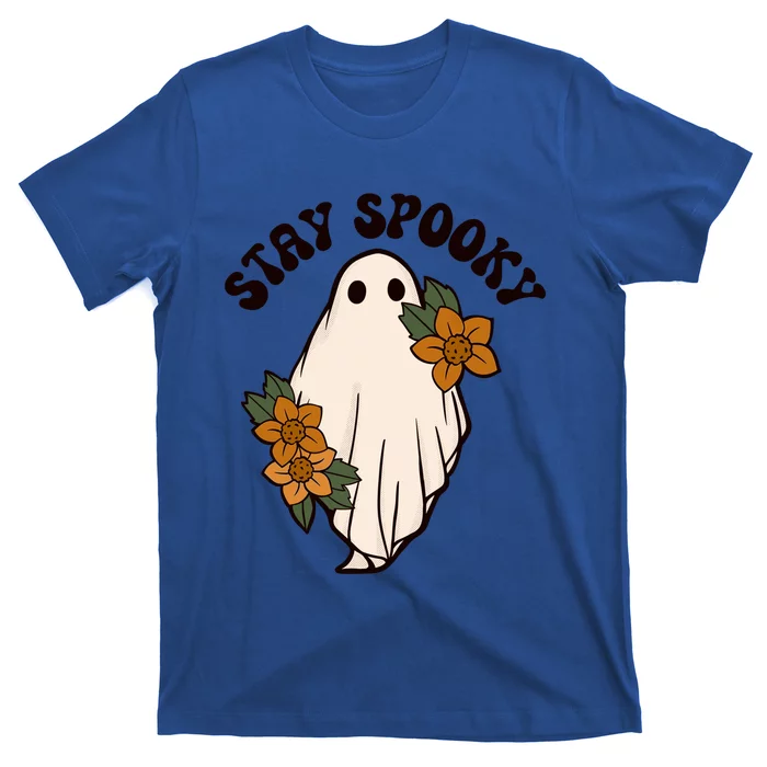 Stay Spooky Floral Ghost Funny Halloween Spooky Season Boo Cute Gift T-Shirt