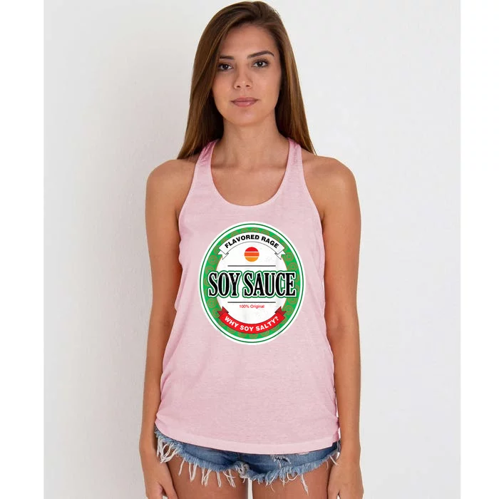 Soy Sauce Funny Costume Vegan Soy Sauce Funny Sushi Matching Group Halloween Cos Women's Knotted Racerback Tank