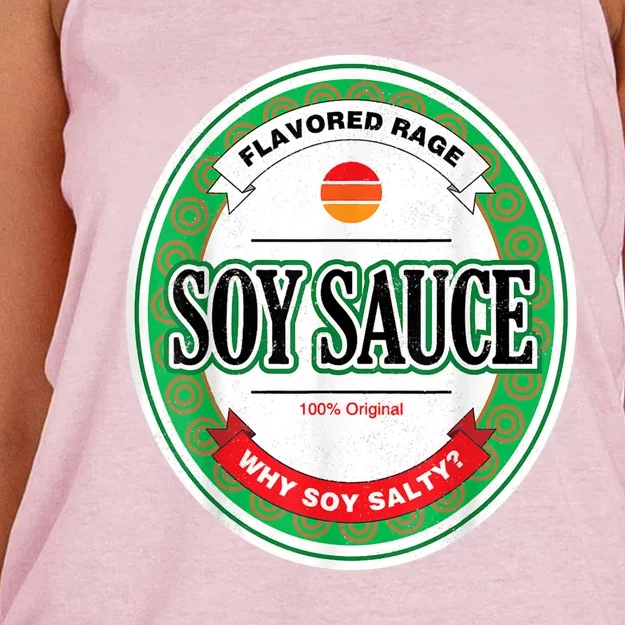 Soy Sauce Funny Costume Vegan Soy Sauce Funny Sushi Matching Group Halloween Cos Women's Knotted Racerback Tank